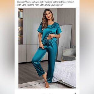 Teal Satin Sleepwear Set